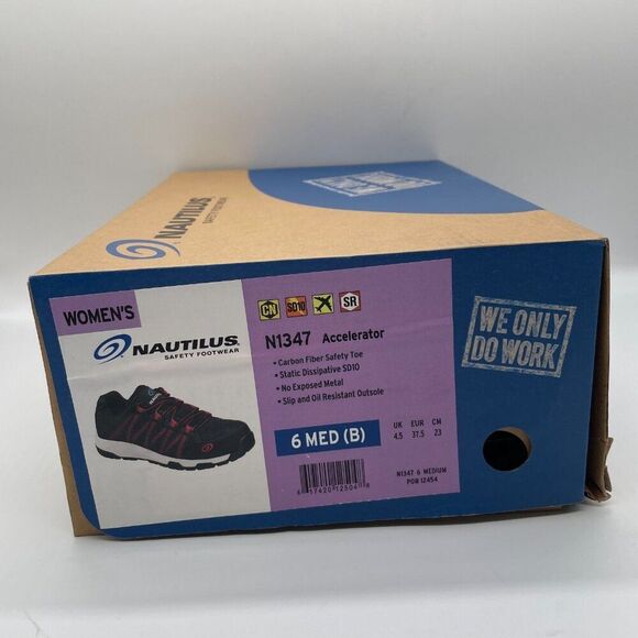 Nautilus Accelerator Women's US 6B Work Shoes Black Red Composite Safety Toe - Picture 11 of 11